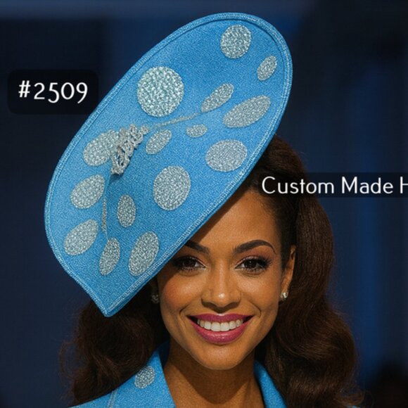 2509 I Am The Queen Black & Silver Church Hat – Custom Made Polka Dot Designer H - Picture 4 of 4